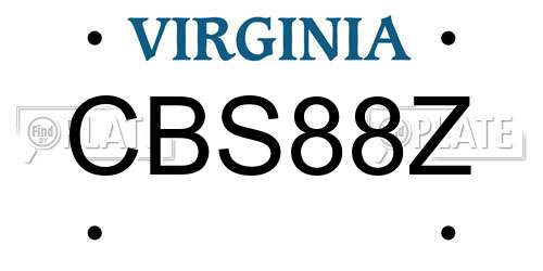 CBS88Z Virginia License Plate