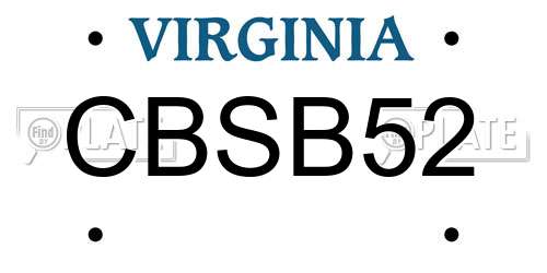 CBSB52 Virginia License Plate