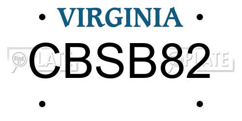 CBSB82 Virginia License Plate