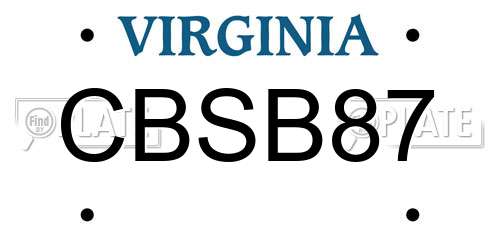 CBSB87 Virginia License Plate