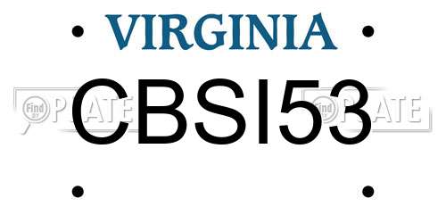 CBSI53 Virginia License Plate