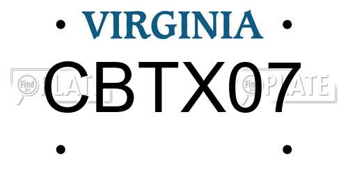 CBTX07 Virginia License Plate