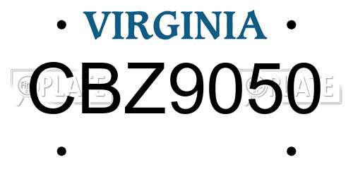 CBZ9050 Virginia License Plate