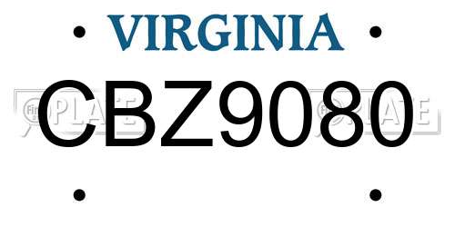 CBZ9080 Virginia License Plate