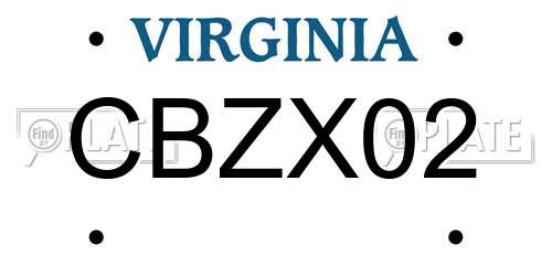 CBZX02 Virginia License Plate