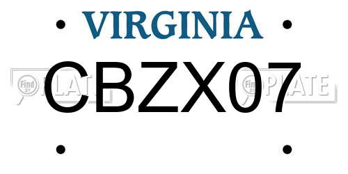 CBZX07 Virginia License Plate