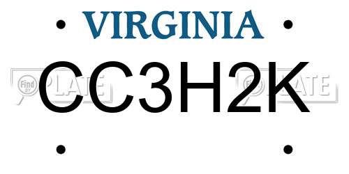 CC3H2K Virginia License Plate