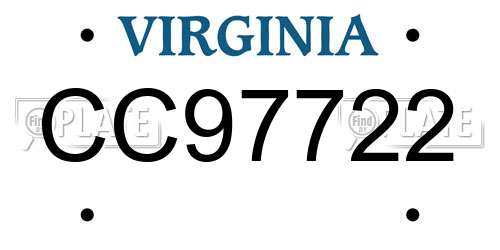 CC97722 Virginia License Plate