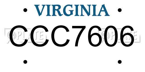 CCC7606 Virginia License Plate