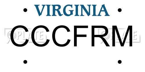 CCCFRM Virginia License Plate