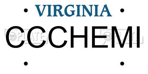 CCCHEMI Virginia License Plate
