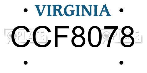 CCF8078 Virginia License Plate