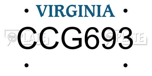 CCG693 Virginia License Plate