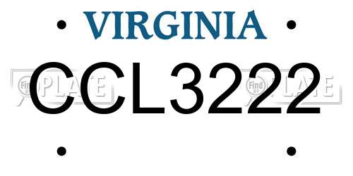 CCL3222 Virginia License Plate