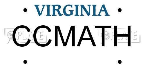 CCMATH Virginia License Plate