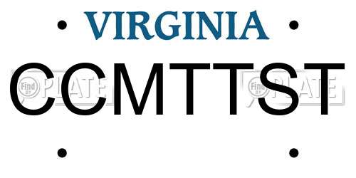 CCMTTST Virginia License Plate