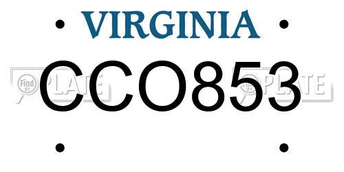 CCO853 Virginia License Plate