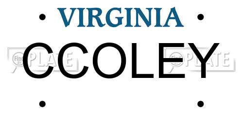 CCOLEY Virginia License Plate