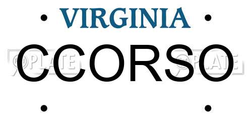 CCORSO Virginia License Plate