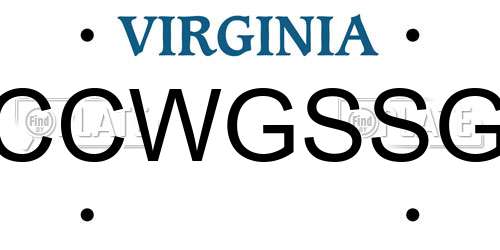 CCWGSSG Virginia License Plate
