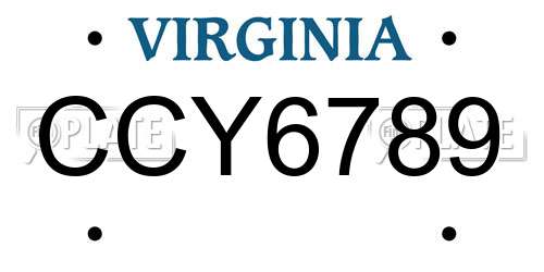 CCY6789 Virginia License Plate