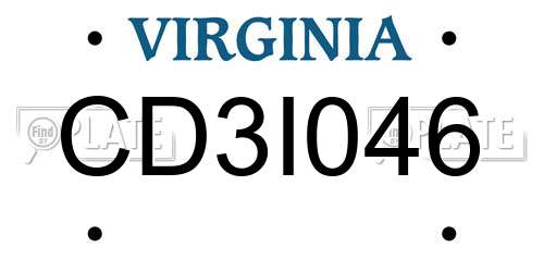 CD3I046 Virginia License Plate
