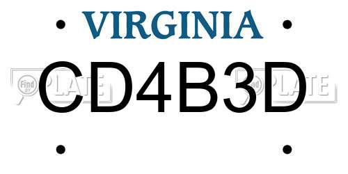 CD4B3D Virginia License Plate