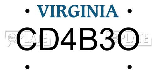 CD4B3O Virginia License Plate