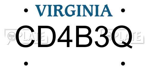 CD4B3Q Virginia License Plate