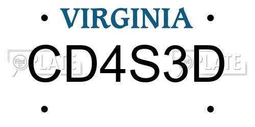 CD4S3D Virginia License Plate