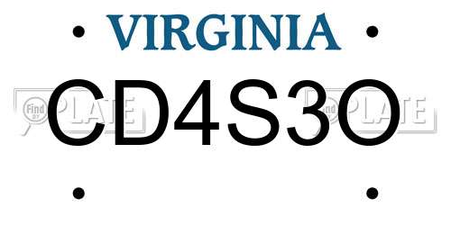 CD4S3O Virginia License Plate