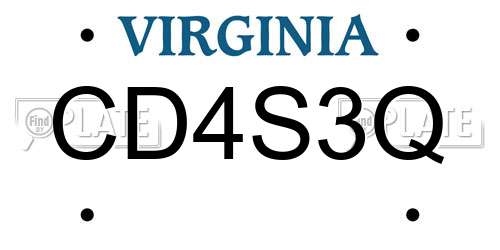 CD4S3Q Virginia License Plate