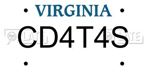 CD4T4S Virginia License Plate