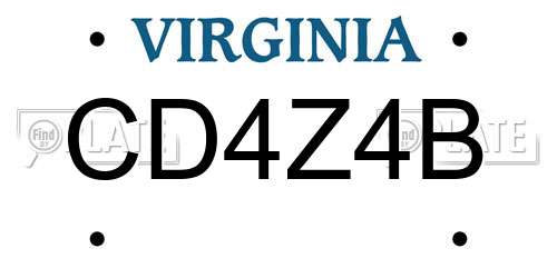 CD4Z4B Virginia License Plate