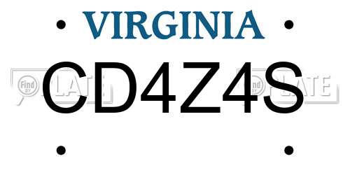 CD4Z4S Virginia License Plate