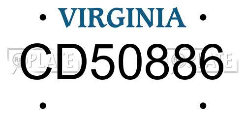CD50886 Virginia License Plate