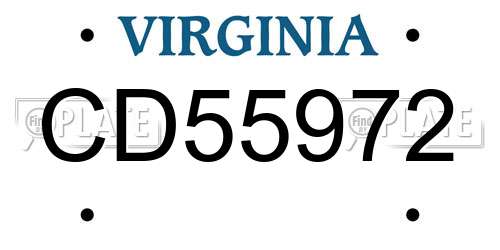 CD55972 Virginia License Plate