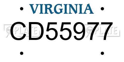 CD55977 Virginia License Plate