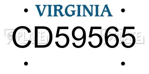 CD59565 Virginia License Plate