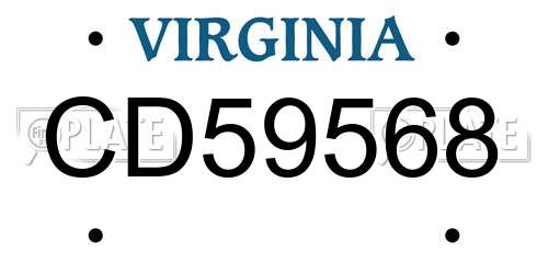 CD59568 Virginia License Plate