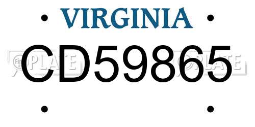 CD59865 Virginia License Plate