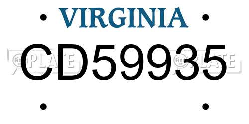 CD59935 Virginia License Plate