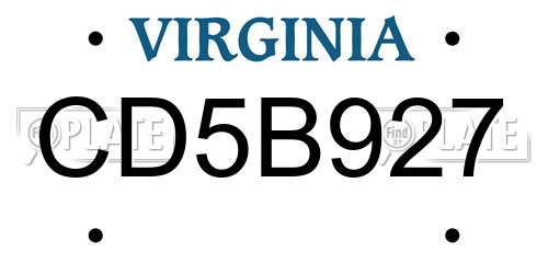 CD5B927 Virginia License Plate