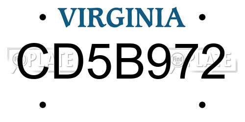 CD5B972 Virginia License Plate