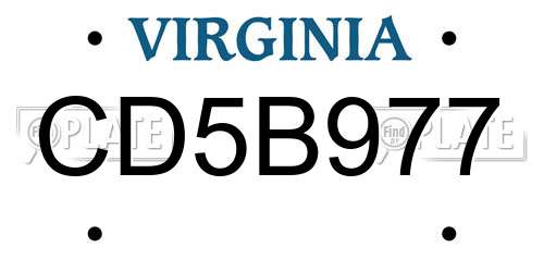 CD5B977 Virginia License Plate