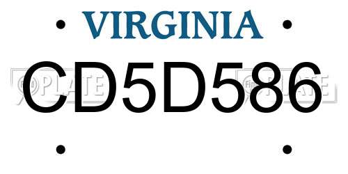 CD5D586 Virginia License Plate