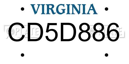 CD5D886 Virginia License Plate