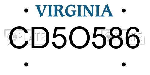 CD5O586 Virginia License Plate