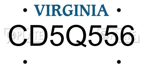 CD5Q556 Virginia License Plate