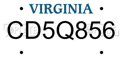 CD5Q856 Virginia License Plate